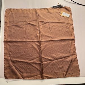Gucci Brown Handkerchief 100% Silk with Polka Dots NEW WITH TAG 45x45
